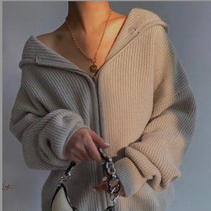 Cozy Knit Zip-Up Hoodie